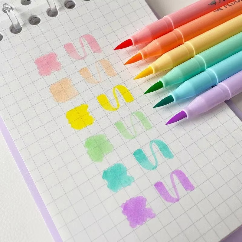 6-kleuren Zachte Borstel Fluor - Pastel Highlighter Set Double Ended recensie en prijs