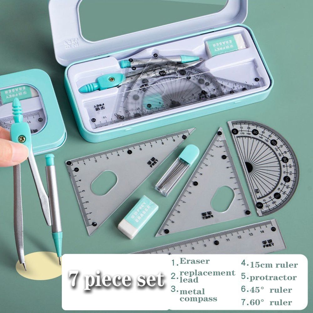 7 Stks/set Liniaal Kompas Potl - Math Geometry Set With Compass recensie en prijs
